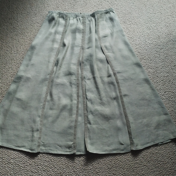 J. Jill Dresses & Skirts - J. Jill Light Sage A-Line Linen-Blend Midi Skirt
